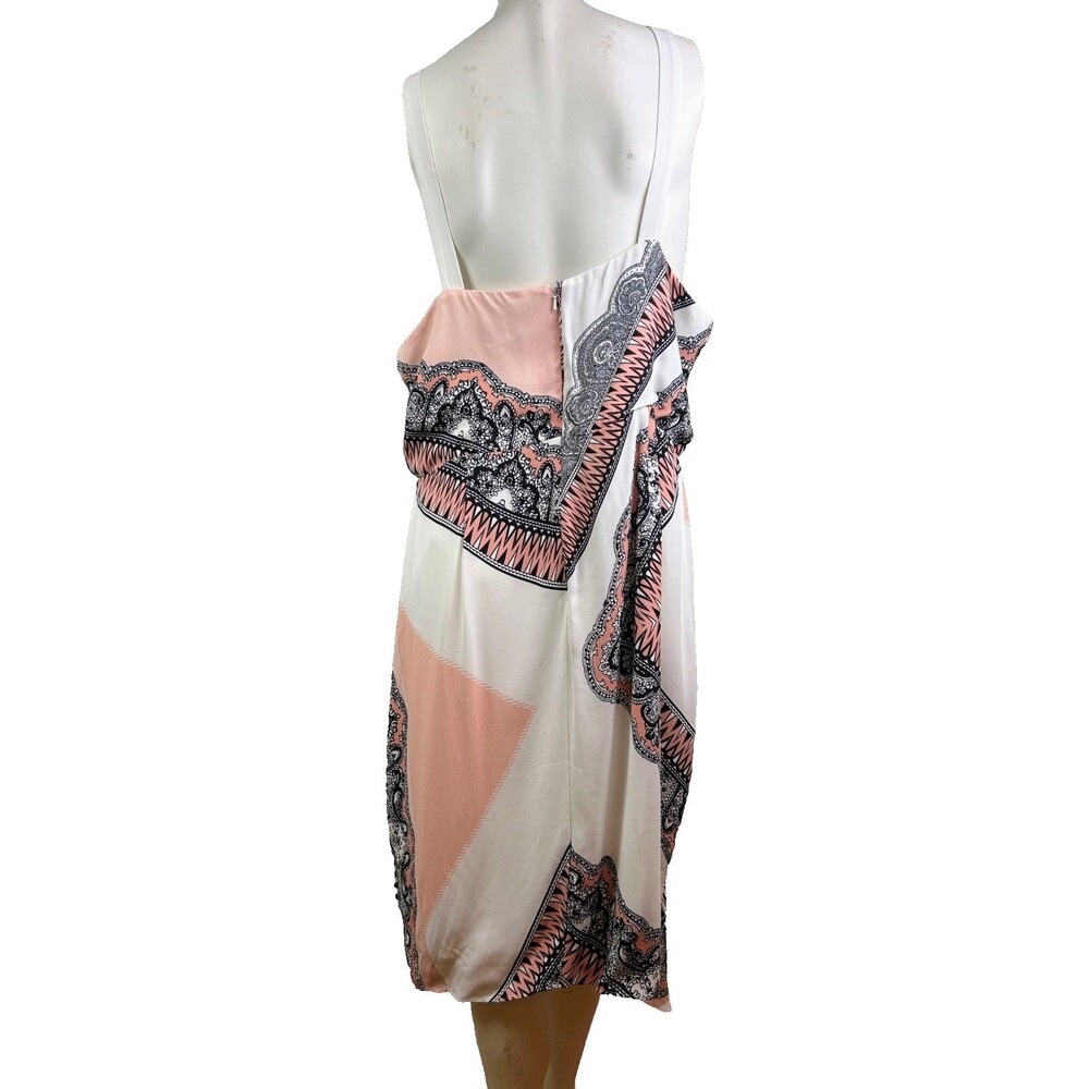 NWT REISS Hope Scarf Print Wrap Dress Asymmetrical Hem Pink White Black US 14 - Picture 6 of 16